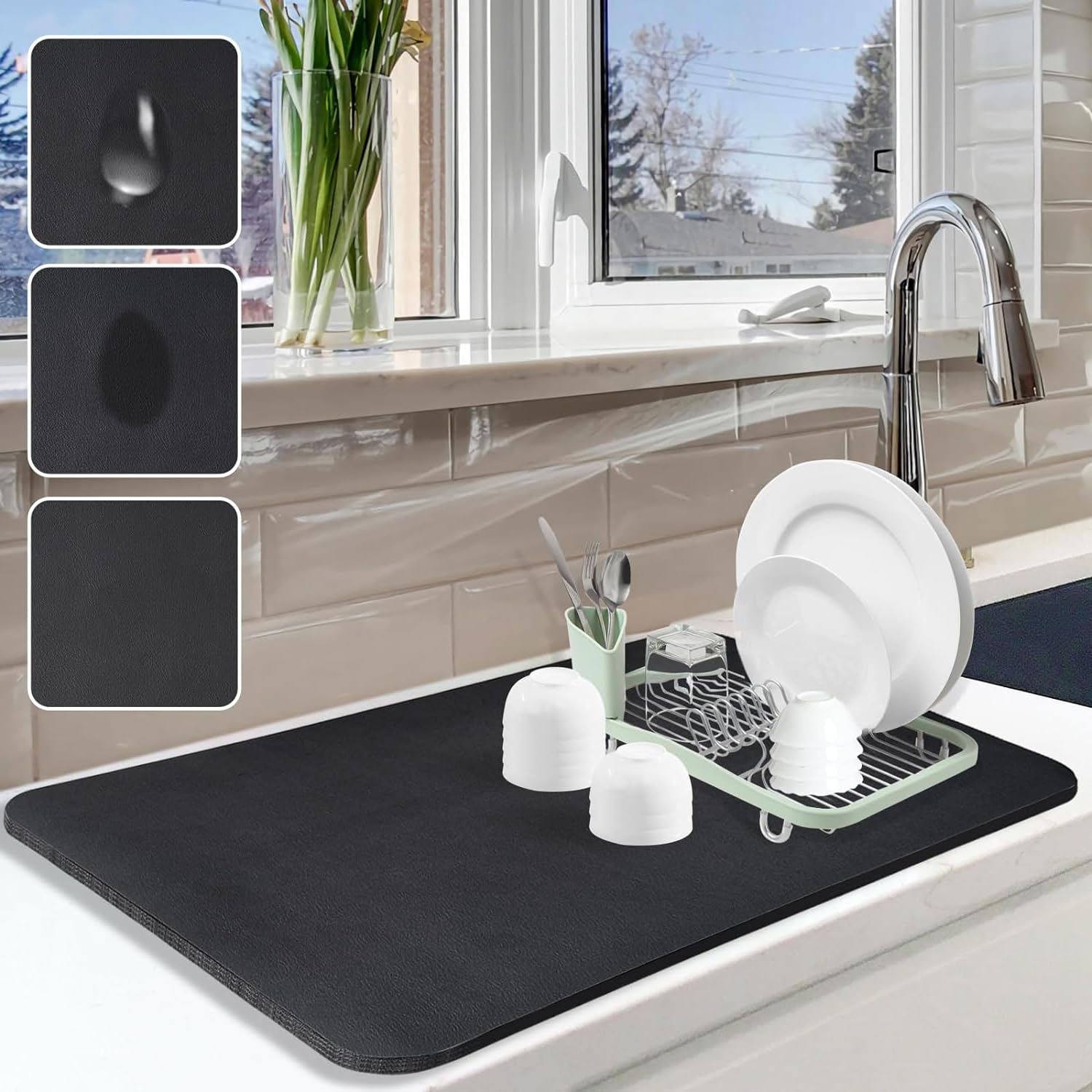 Escurridor de platos Ultra Absorbente - 💧 seca, protege y organiza tu cocina