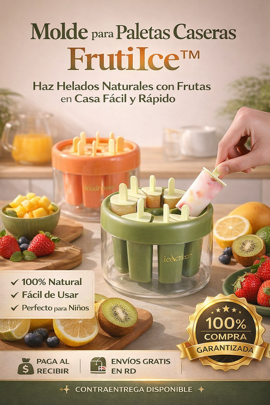 2 Pack de Molde para Paletas Caseras FrutiIce™ 🍦 | Haz Helados Naturales con Frutas en Casa Fácil y Rápido