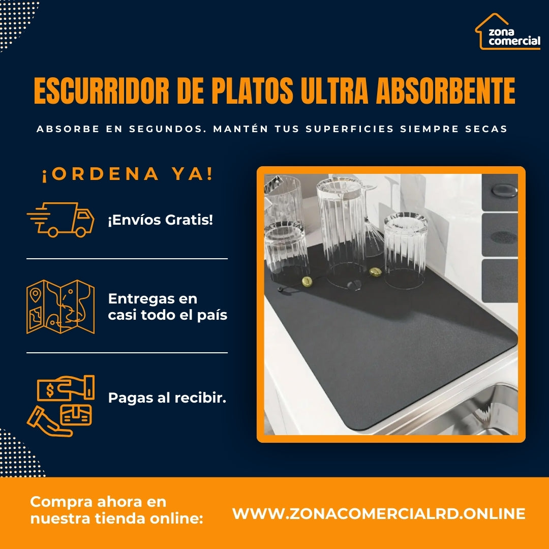Escurridor de platos Ultra Absorbente - 💧 seca, protege y organiza tu cocina